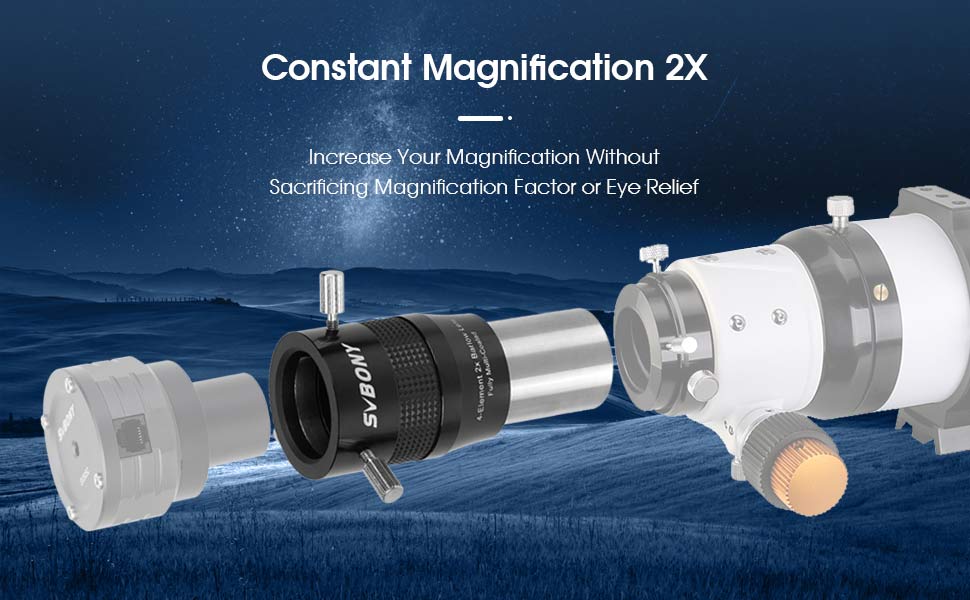 SV216 Barlow Lupa 1,25 tuuma 2K 4-yksikkö