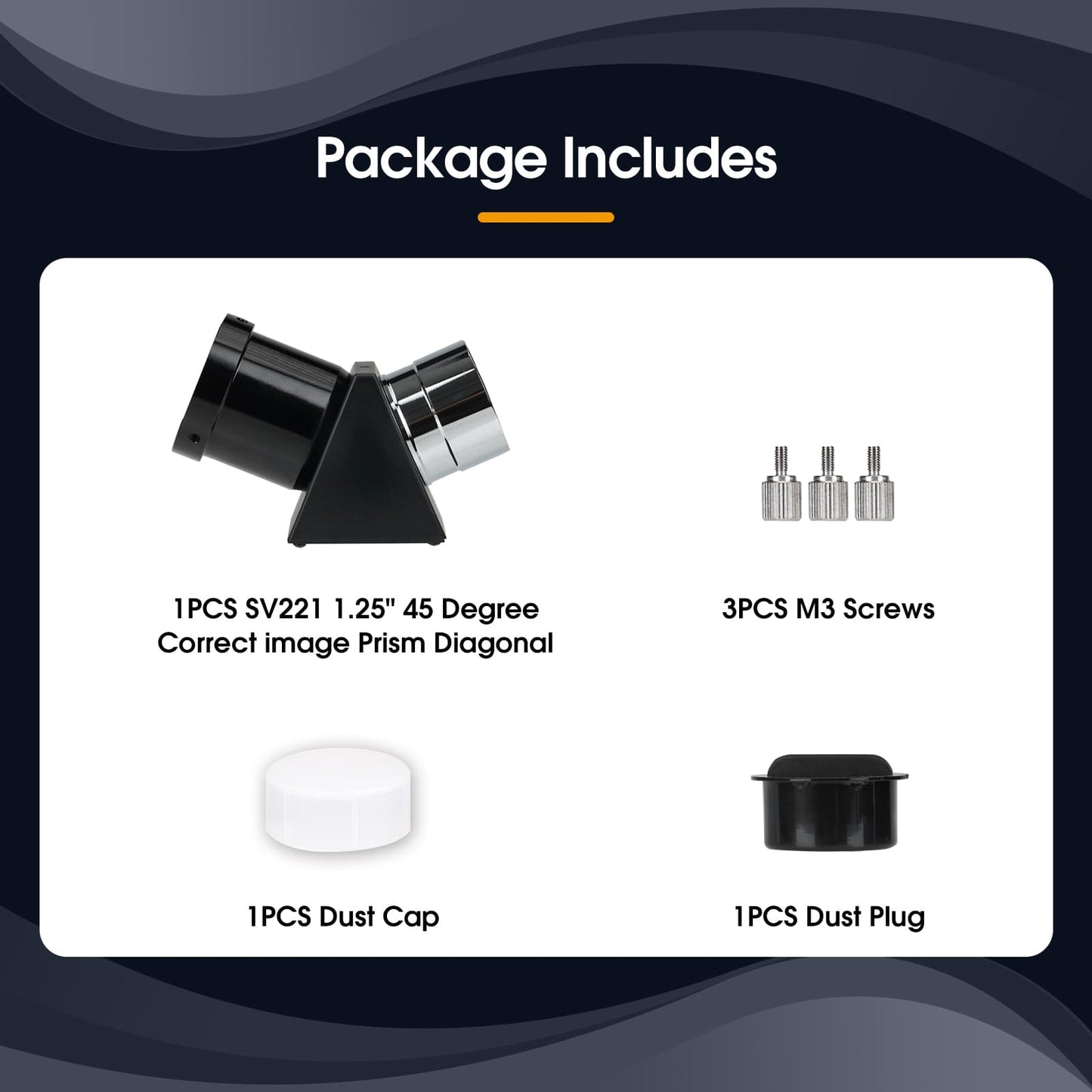 SV221 Correct Image Prism Diagonal 1.25inch 45 Degree for Refractor Telescope - SVBONY