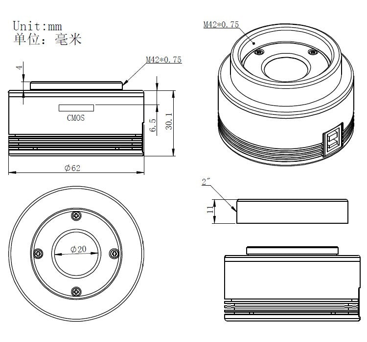 Caméra monochrome ASI174MM pour l'astronomie - haute résolution et faible bruit - Zhen Wang Optical