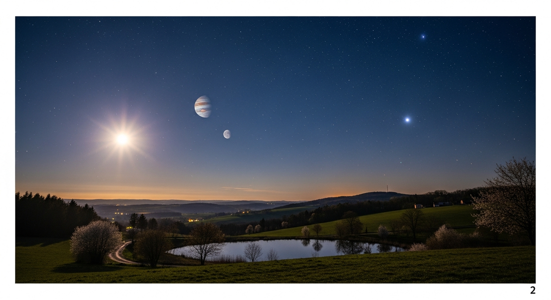 Illustration pour l'article: Le ciel d’avril 2026 : planètes du soir et constellations de printemps