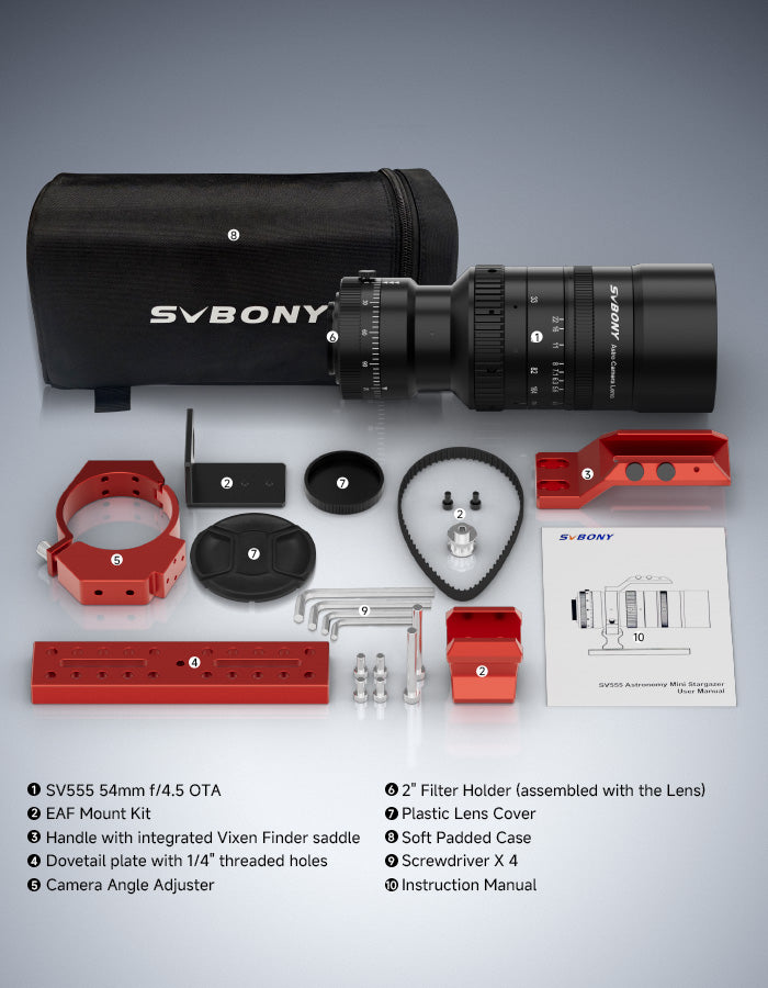 Objectif Astronomique SVBONY SV555 243mm f/4.5 ED APO pour Photographie Ciel Profond avec Kit de Montage EAF