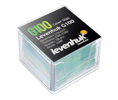 Lamelles couvre-objets 24 x 24 mm, lot de 100 pièces Levenhuk
