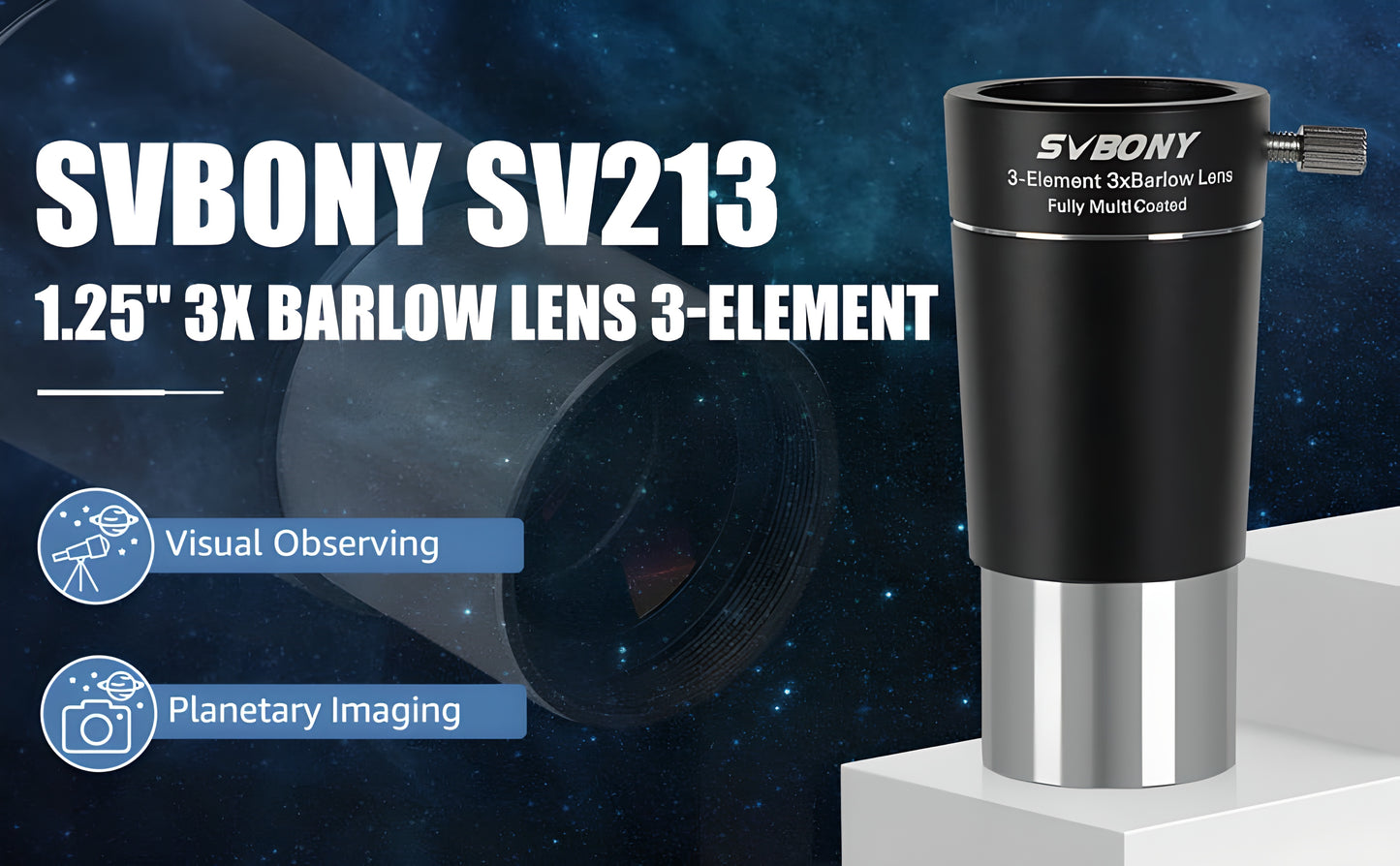 SVBONY SV213 - Lente Barlow 3x - 1.25 polegadas