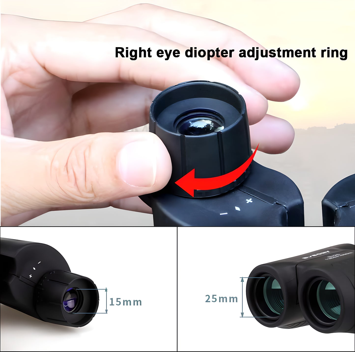 Binocolo a messa a fuoco fissa 8x25 con prisma BK7 - Svbony
