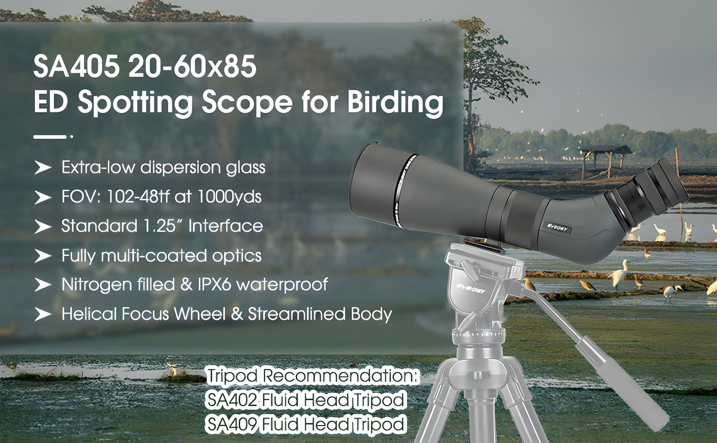 SVBONY SA405 20-60x85 ED Spektiv für Tierbeobachtung und Ornithologie - ED-Glas