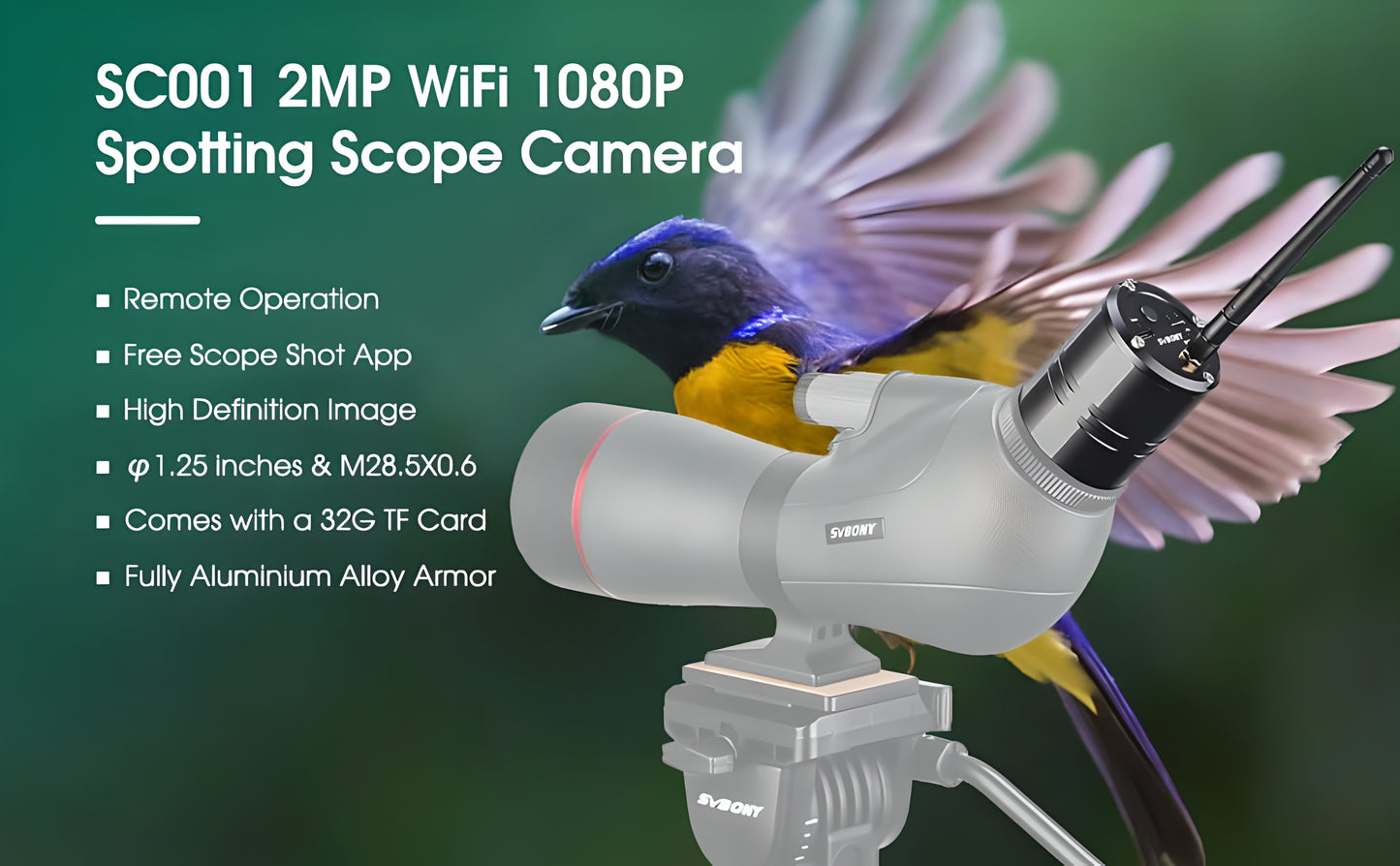 SC001 Caméra Wifi 1080p pour Lunettes et Télescopes