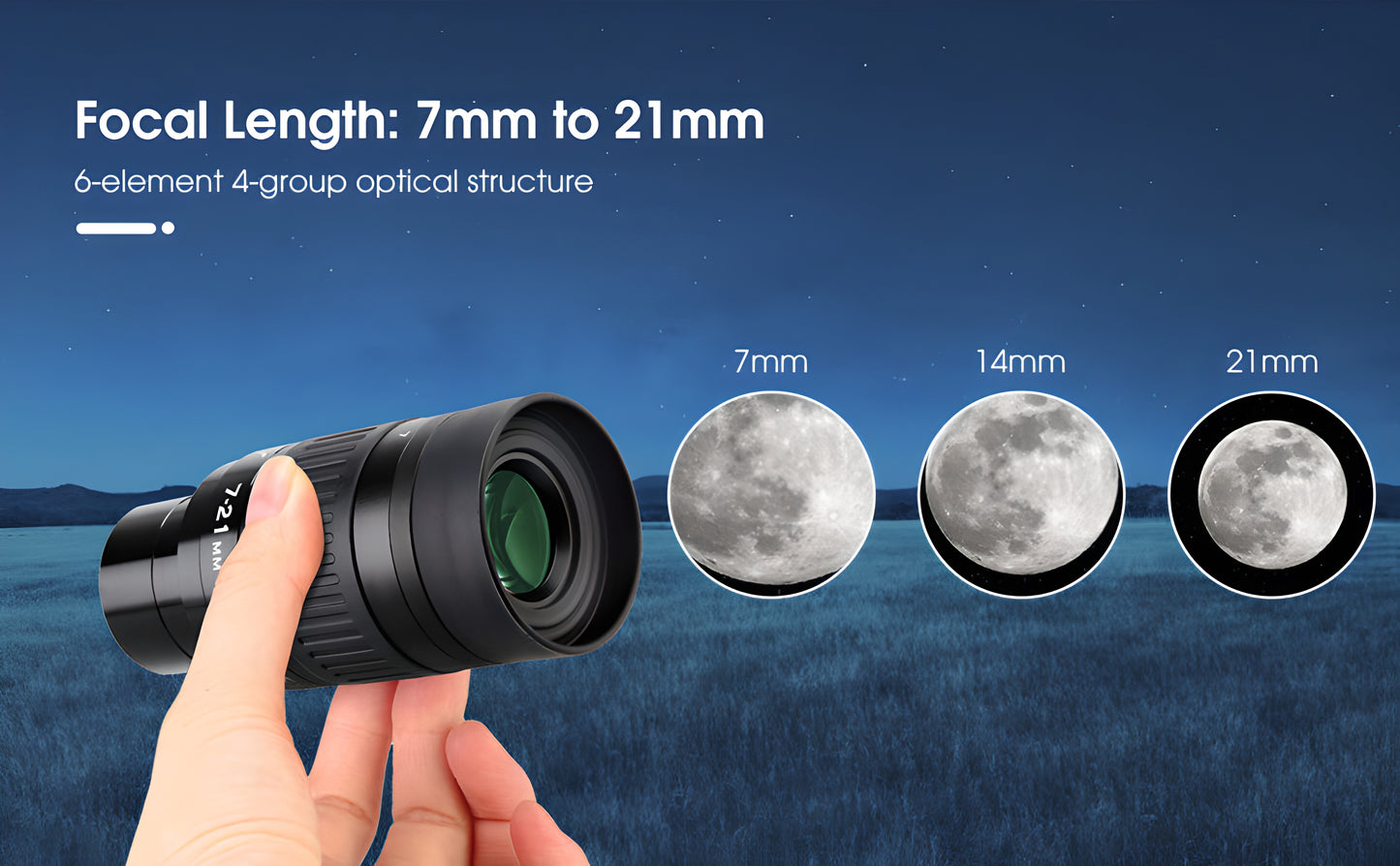 Зум-окуляр SVBONY SV135 1,25” 7-21 мм з змінним полем зору