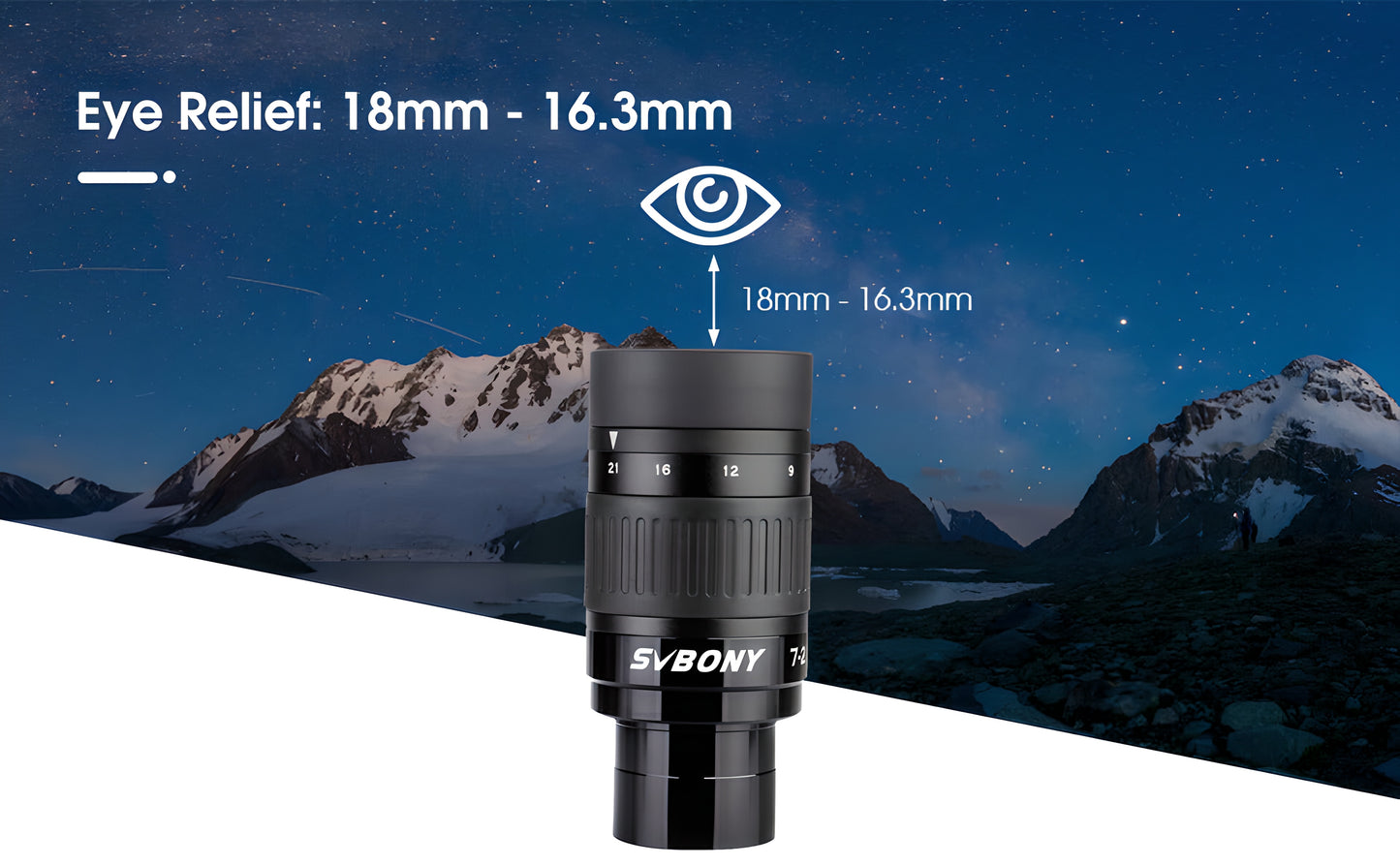 Зум-окуляр SVBONY SV135 1,25” 7-21 мм з змінним полем зору