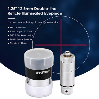 Ocular med oplyst reticule SVBONY 1,25 tommer 12,5 mm