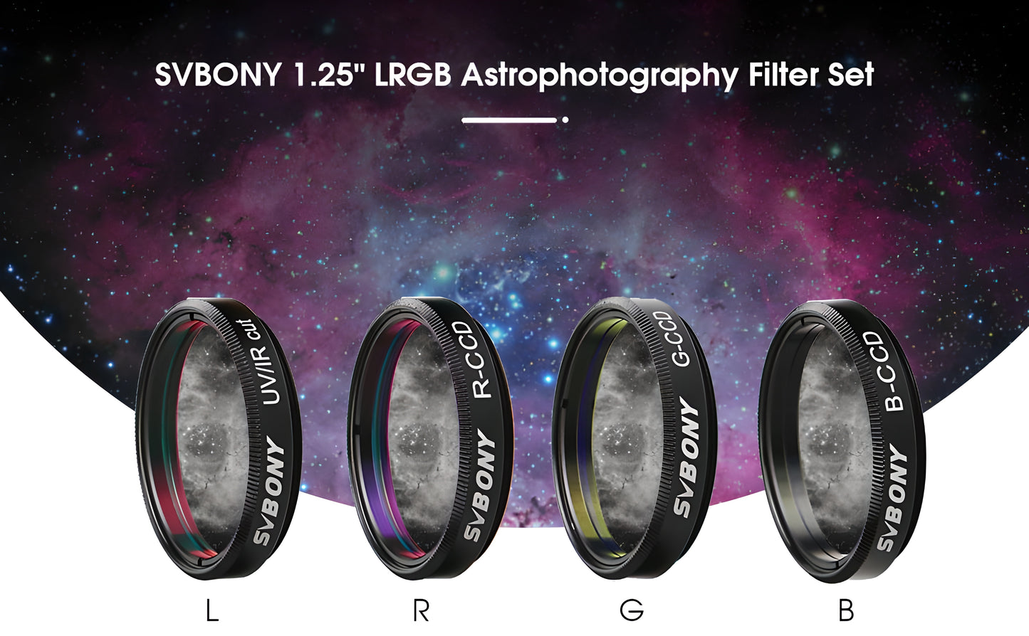 Kit de filtre LRGB 1,25 tommer til astronomisk fotografi - Svbony