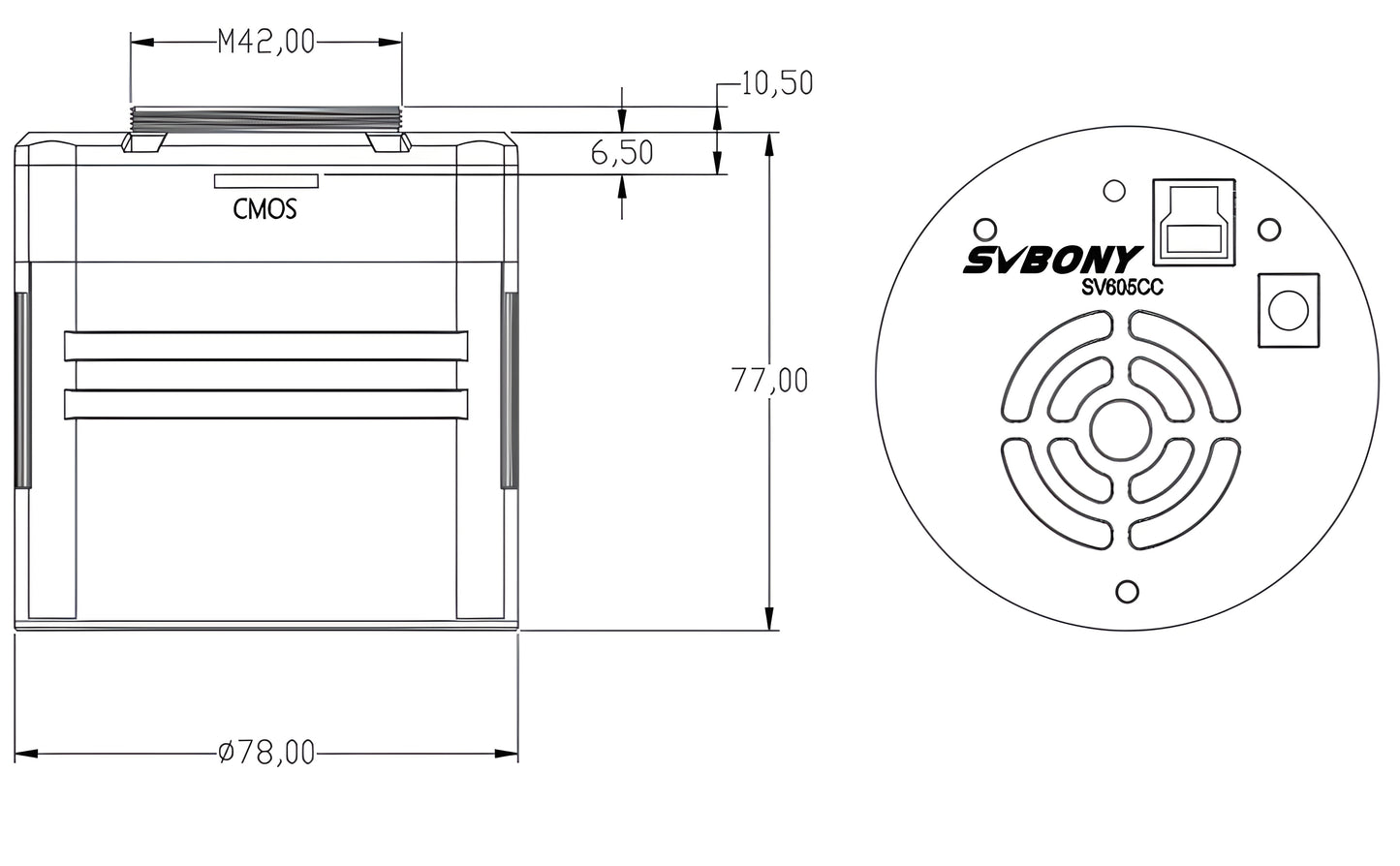 Caméra Astronomique Couleur 1" SV605CC avec Refroidissement TEC - SVBONY