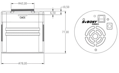 Caméra Astronomique Couleur 1" SV605CC avec Refroidissement TEC - SVBONY