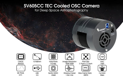 Caméra Astronomique Couleur 1" SV605CC avec Refroidissement TEC - SVBONY