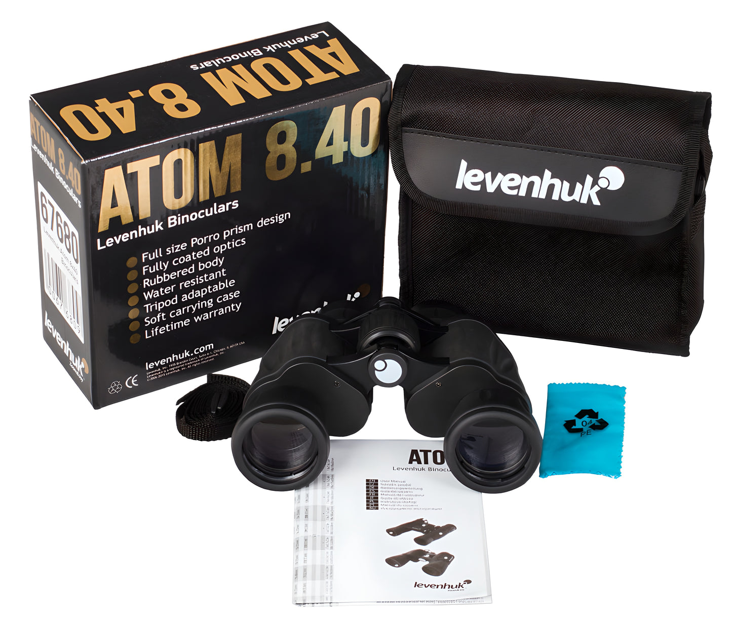 Jumelles grand angle Atom 8x40 Porro BK-7 - Levenhuk