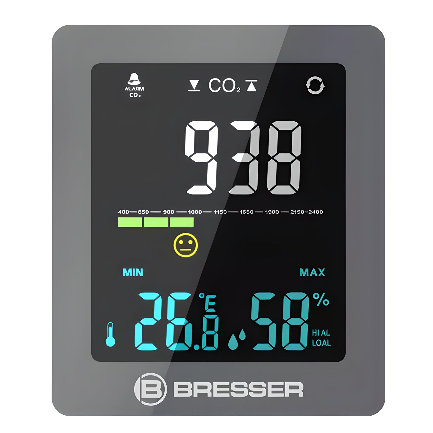 Moniteur de qualité de l'air CO2 Smile gris