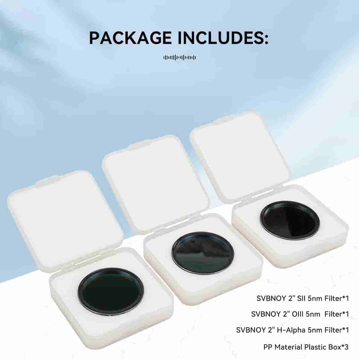 Set de filtre SHO 5nm 2" SII H-Alpha OIII pentru imagistica cerului adânc - SVBONY