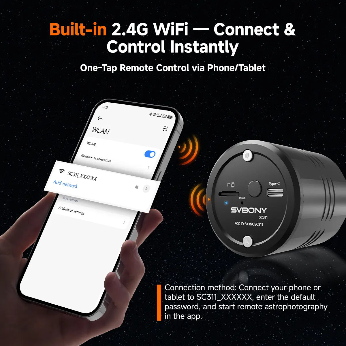 Caméra Wi-Fi pour l’astronomie SC311 Pro avec Capteur IMX662 – SVBONY