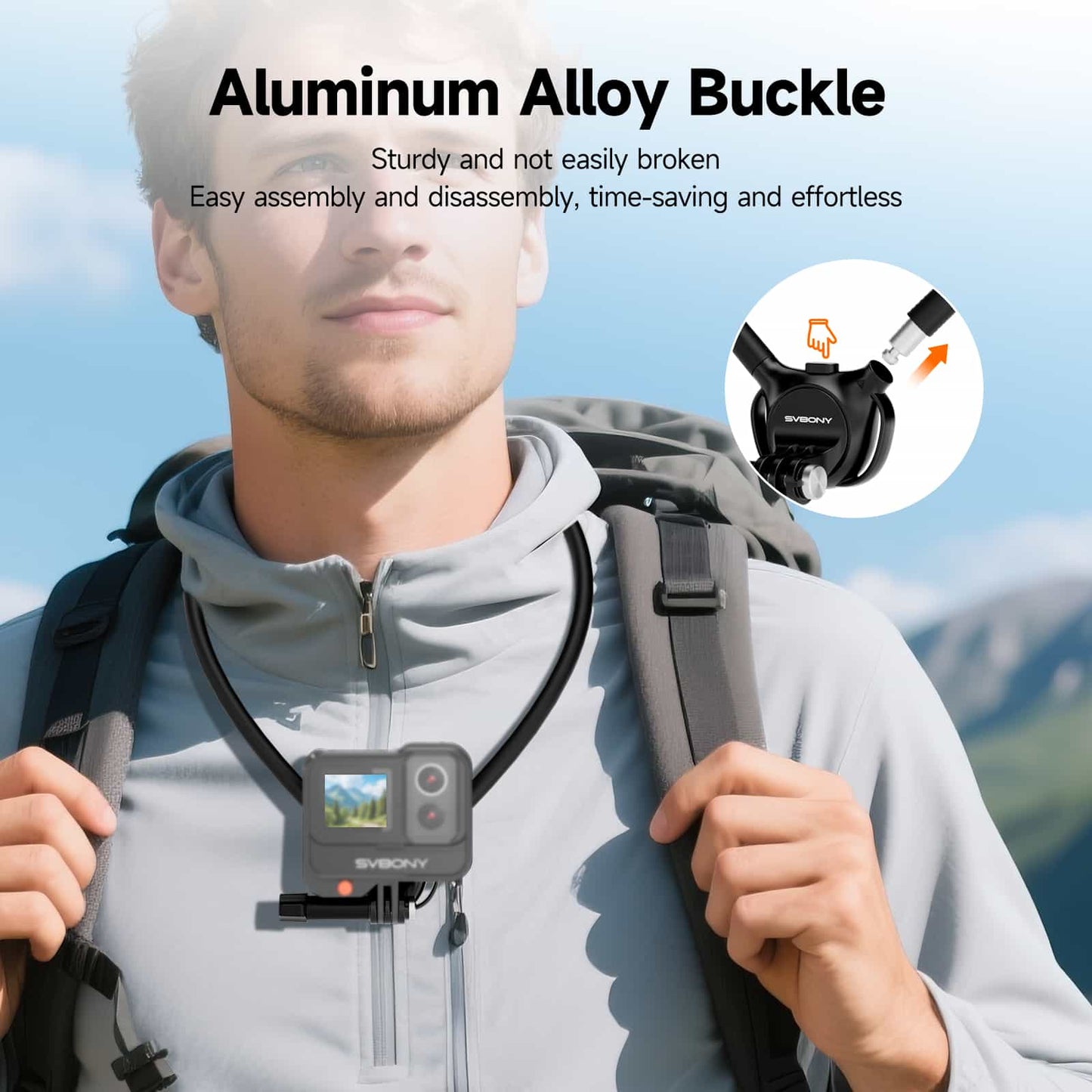 SVBONY Sports Camera Neck Mount, Free your hands - Vlogging/Live Streaming