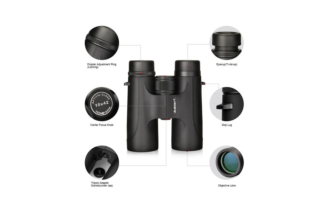 Binoculares 8x32 SVBONY SV40 para Senderismo, Camping y Observación de la Fauna