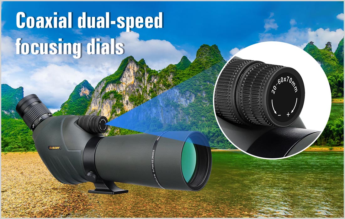 SV411 Spotting Scope with Powerful Zoom from 20X to 60X - Available in 70mm and 80mm