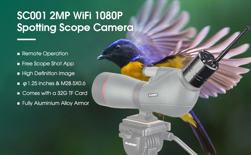 SC001 Caméra Wifi 1080p pour Lunettes et Télescopes