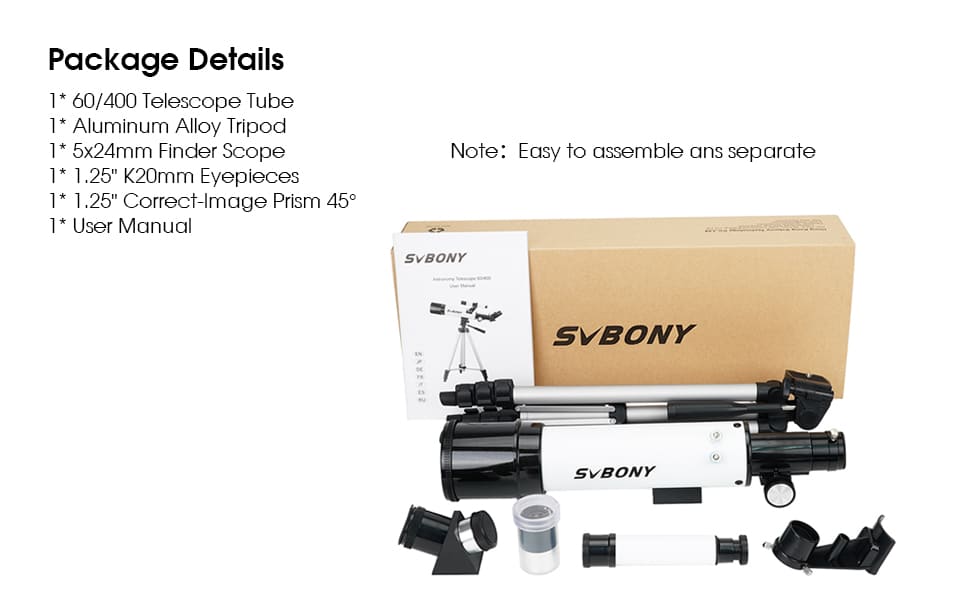 60mm Refractor Telescope for Beginners with Tripod - SV501P