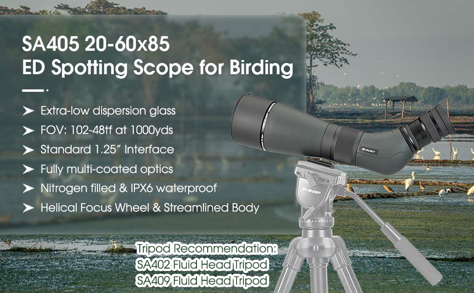 Spotting Scope SVBONY SA405 20-60x85 ED for Ornithological Photography