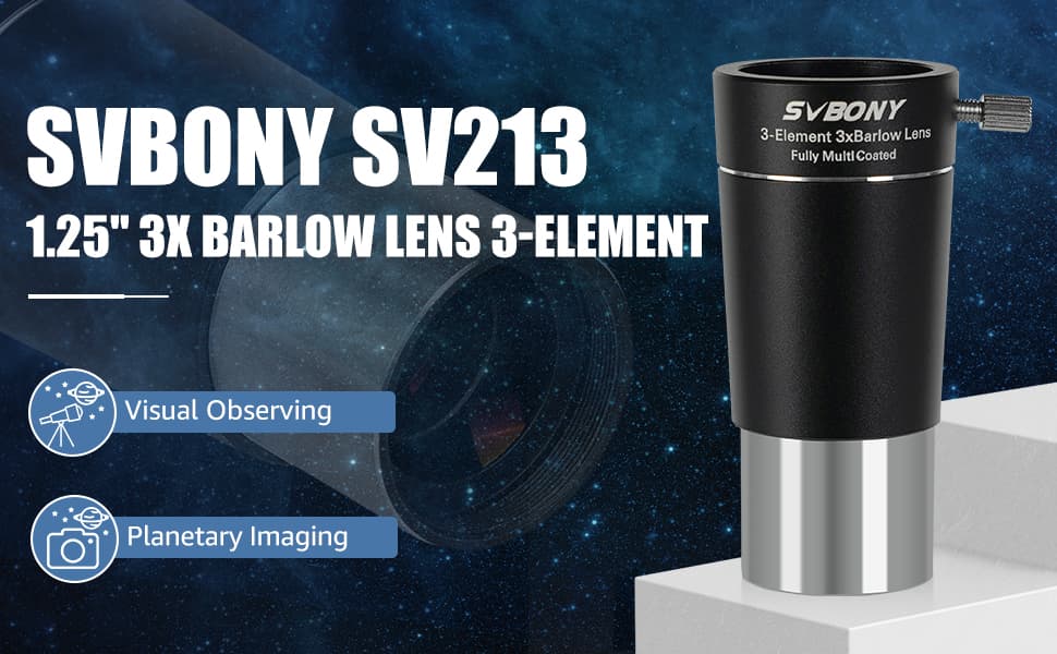 SVBONY SV213 - Lente Barlow 3x - 1.25 polegadas