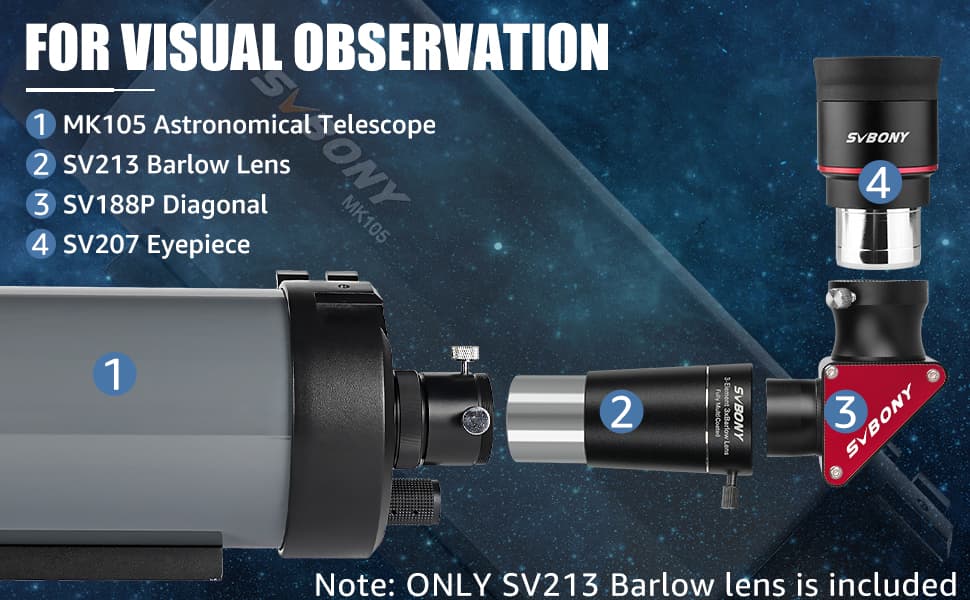 SVBONY SV213 - Lente Barlow 3x - 1.25 polegadas