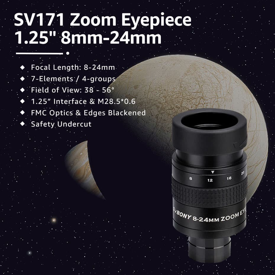 Svbony SV171 Zoom Okulaari 1,25'' 8mm-24mm Teleskooppia varten