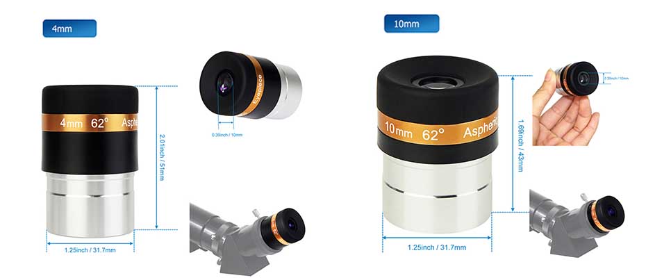 4mm Eyepiece Optional Lens Angle 62°