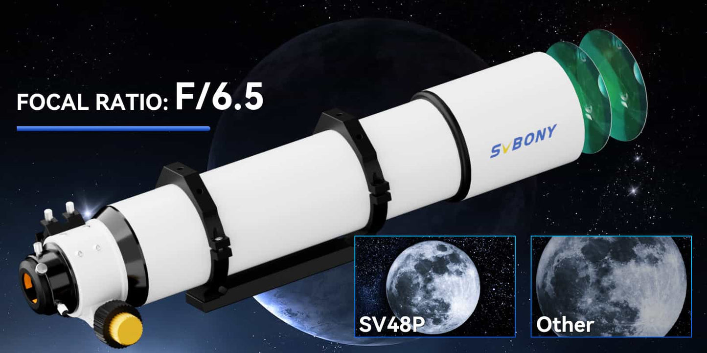 SVBONY SV48P 102mm f/6.5 Achromatic Refractor Telescope with Dual Speed ​​Focus