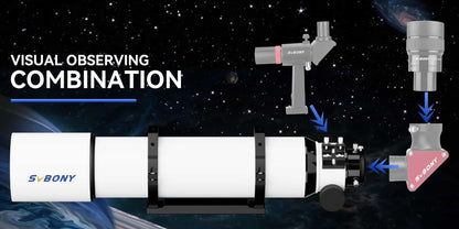 Télescope Réfracteur Achromatique SV48P 102mm f/6.5 de SVBONY avec Mise au Point Double Vitesse