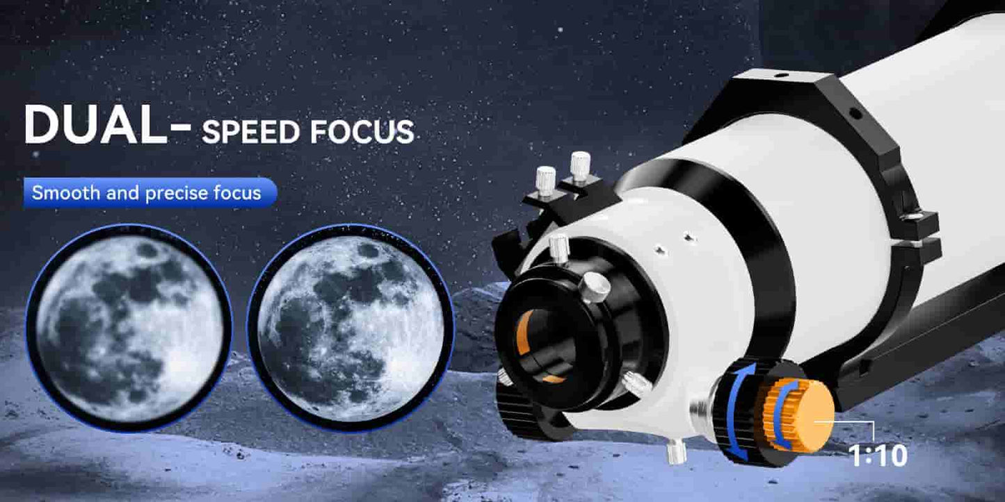 SVBONY SV48P 102mm f/6.5 Telescopio refractor acromático con enfoque de doble velocidad