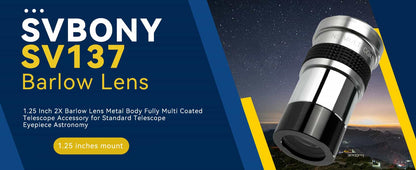 SV137 Barlow Lens 2x/3x 1.25 inches FMC - Telescope Accessory