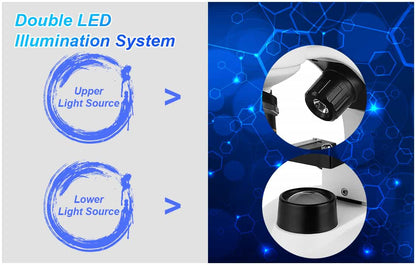 Microscopio Biologico Binoculare 80x-1600x con Doppia Illuminazione LED - SVBONY