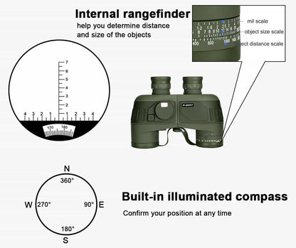 Military Binoculars 7x50 with Compass and Rangefinder - Svbony