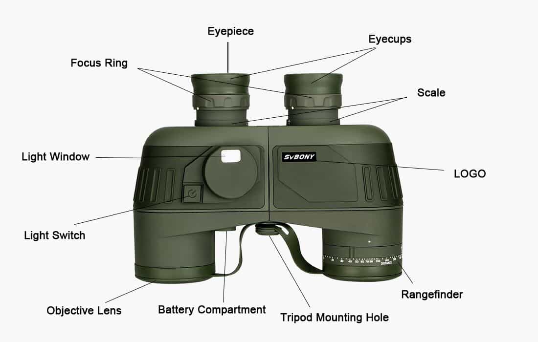 Military Binoculars 7x50 with Compass and Rangefinder - Svbony
