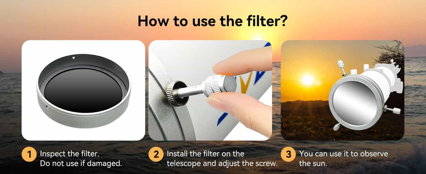 Filtra Solare 140mm SV229 con Cappuccio in Metallo - Svbony