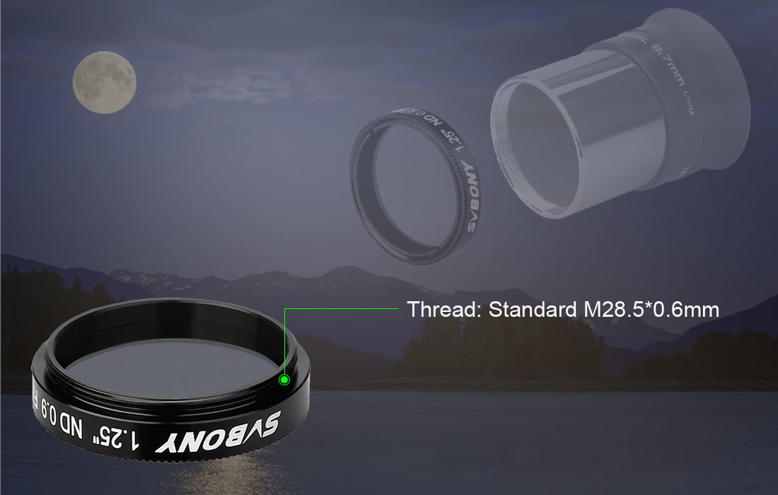 Filtre de telescopi SV139 1,25 polzades ND Neutral Density per a l'observació de la Lluna - W9108A