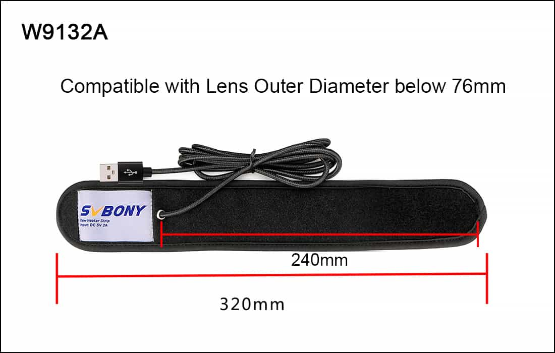 Bande Chauffante Anti-Buée SVBONY SV172 240mm para Telescópios e Lentes