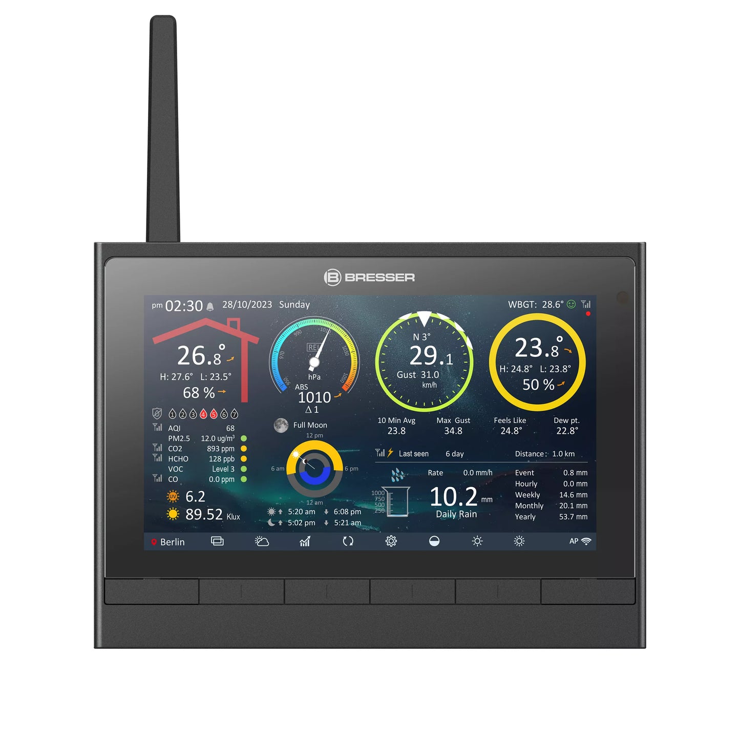 Weather Center, HD WIFI 9-in-1 Heat Stress Index