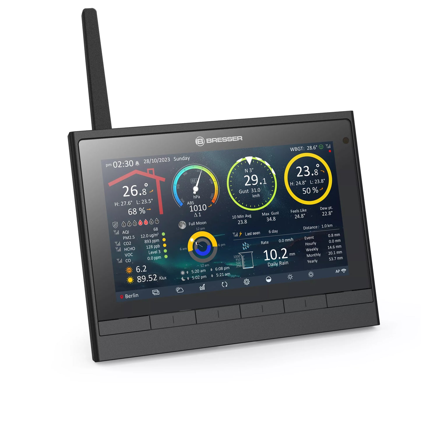 Weather Center, HD WIFI 9-in-1 Heat Stress Index