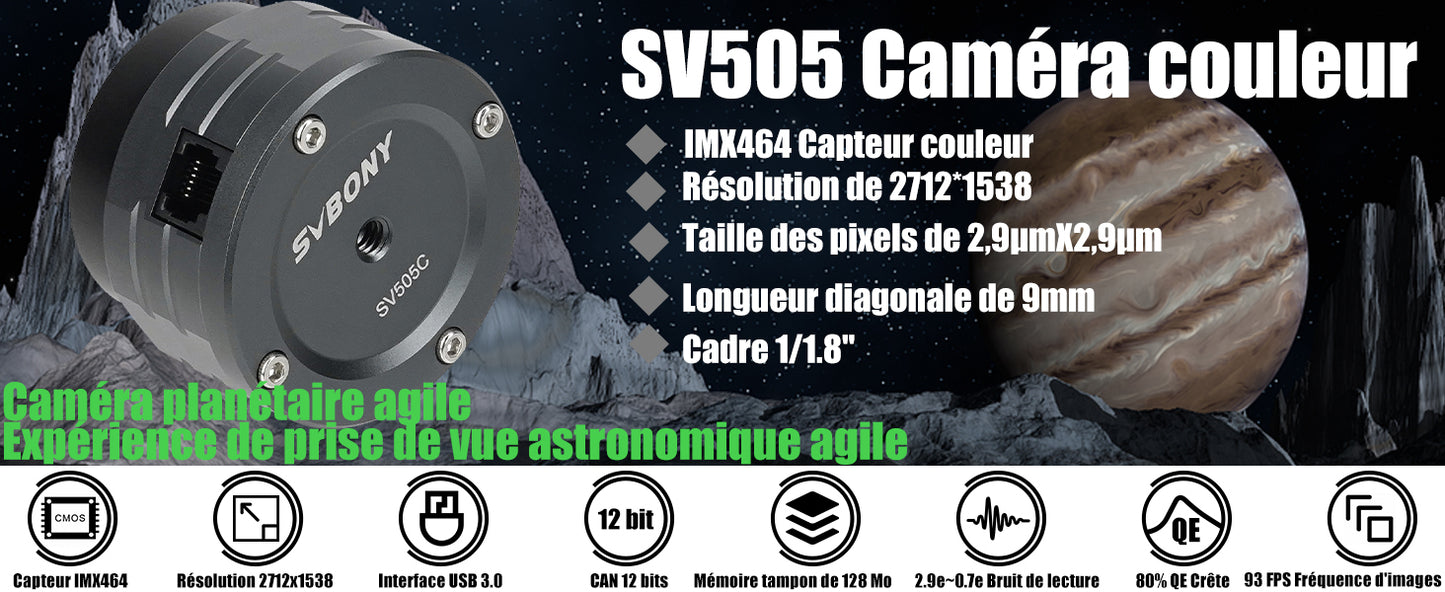 Caméra Couleur Planétaire 4.2MP 1,25" USB3.0 SV505C - SVBONY - Astronomy Store