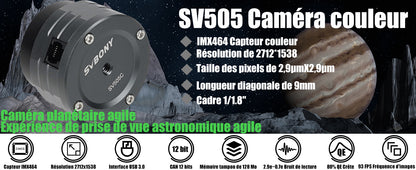 Caméra Couleur Planétaire 4.2MP 1,25" USB3.0 SV505C - SVBONY - Astronomy Store