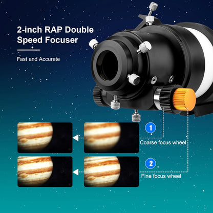 Telescopio astronómico SV48P 90 mm f/5.5 con lente ED y enfocador de doble velocidad