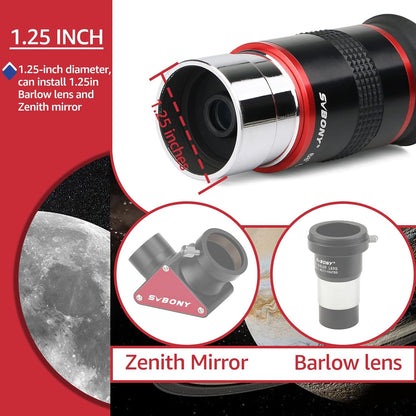 Conjunto de Oculares Ultra Grande Angular 68° 1.25'' (6mm/9mm/15mm/20mm) - SVBONY