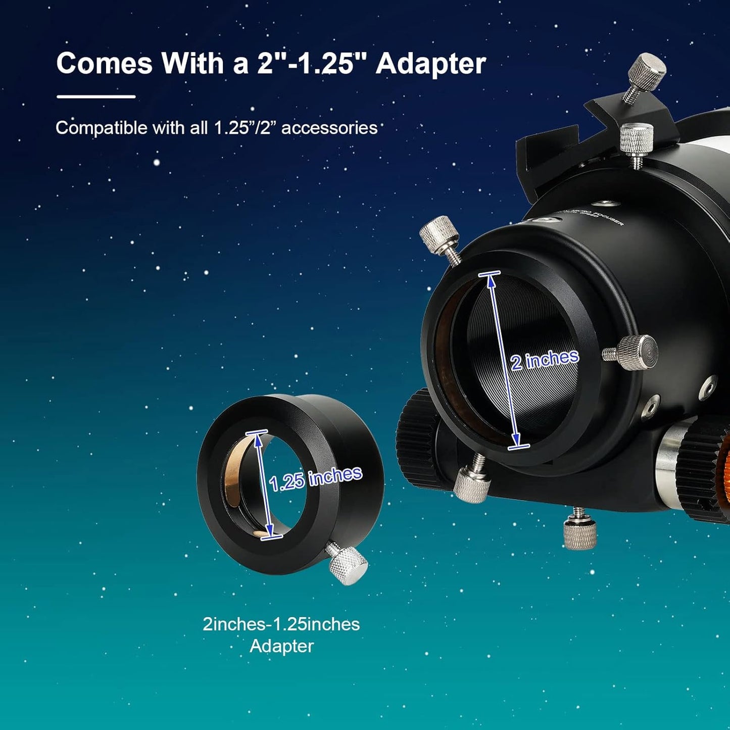 Telescopio astronómico SV48P 90 mm f/5.5 con lente ED y enfocador de doble velocidad