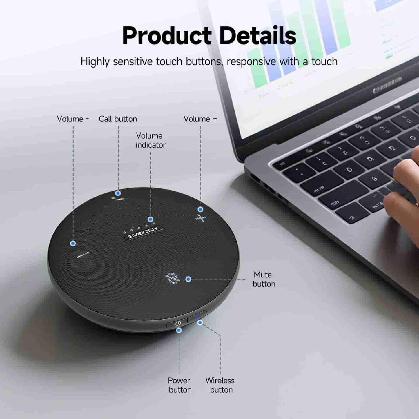 Microfono Bluetooth Omni-Direzionale SVHub Omni2 per Conferenze di Comunicazione Senza Confini - Per l'Ufficio Intelligente AI
