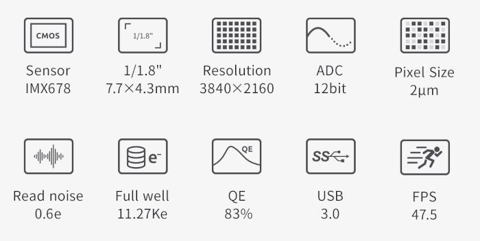 ZWO ASI678MM Monochrome Camera - High Sensitivity for Planetary and Assisted Visual Imaging